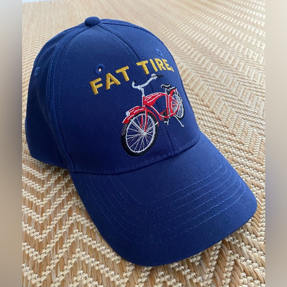 NWOT New Belgium Fat Tire Bicycle Navy Leather Strap Baseball Cap